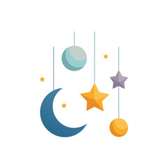 Vector moon and stars mobile illustration scalable graphic icon