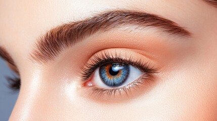Obraz premium Close-Up of Bright Blue Eye With Brow and Eyelashes Detail