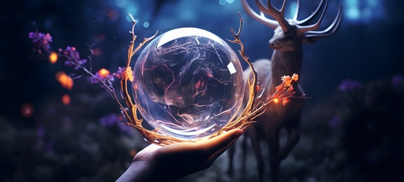 A black hole , a small creature made of glass that is sitting in the palm of your hand,generative AI - Powered by Adobe