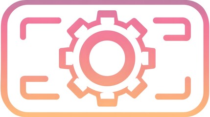 Obraz premium Stylized graphic featuring a central gear mechanism framed by corner brackets suggesting a digital interface