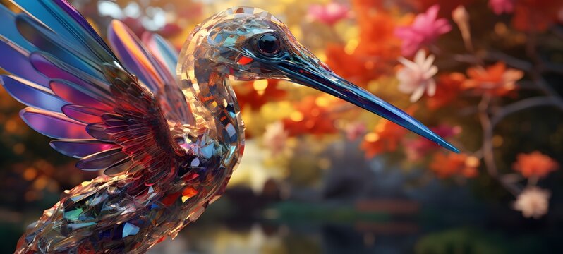 A Pterodactyl , a small creature made of glass that is sitting in the palm of your hand,generative AI