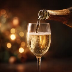 Celebrating special moments champagne pouring in a festive environment close-up view holiday celebration concept