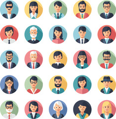 Minimal Flat People Avatar Icon Set &ndash; Modern Character Profile Collection.