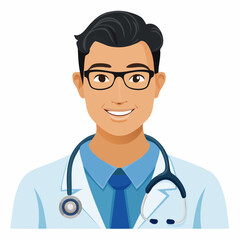 Fototapeta premium Professional doctor portrait with stethoscope isolated on white background