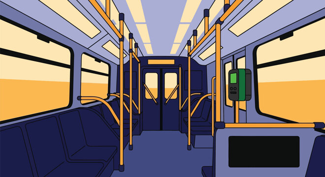 Illustration of empty subway train car interior vector design vector