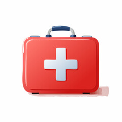 Obraz premium Red first aid kit illustration with white cross symbol isolated on white