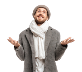 PNG Man in winter looking scarf white.