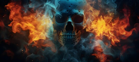 Fototapeta premium a light halloween , coming out of the smoke,generative AI
