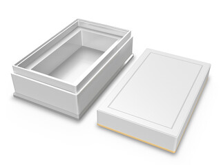 3d weiße Box, mit Deckel auf transparenten Hintergrund