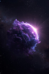 A luminous glowing exoplanet with a vibrant atmosphere and swirling clouds