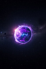 A luminous glowing exoplanet with a vibrant atmosphere and swirling clouds