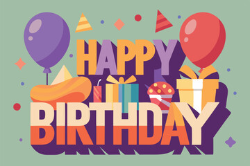 Minimal birthday poster template in pastel colors, elegant clean layout design for invitation, announcement, or digital greeting card