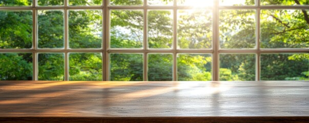 Sunlight Streaming Through Window with Greenery in the Background