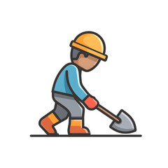 Fototapeta premium Worker Digging with Shovel
