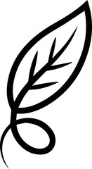 Minimal Leaf Element – Clean Black Line Art Symbol