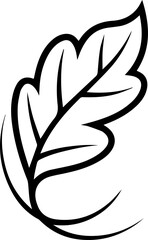 Minimal Leaf Element – Clean Black Line Art Symbol