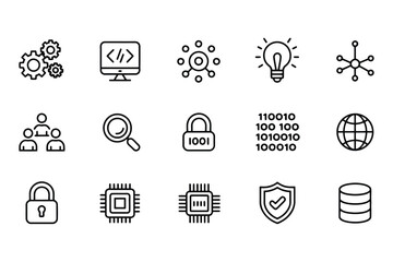 Collection of hand drawn technology and business icons