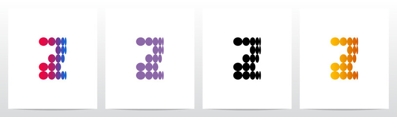 Circles Flat Thinner on Each Row Initial Letter Logo Design Z