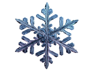 Detailed macro image of a stunning, symmetrical snowflake against a black backdrop