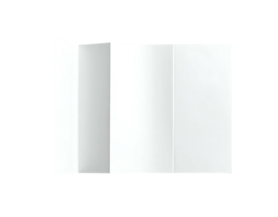 A clean, white, vertically oriented brochure with three folds, on black background