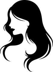 Beautiful female face with long hair Style isolated on white background
