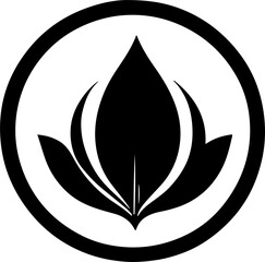 Minimal Leaf Element – Clean Black Line Art Symbol