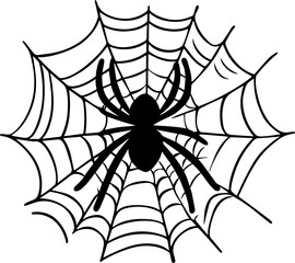 Fototapeta premium Spider Web Silhouette Vector – Black Icon and Logo Design