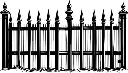 Minimalist Fence Vector Clean Line Art Icon for Architecture and Landscape Use