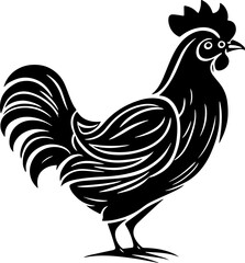 Minimal Chicken Element – Clean Black Line Art Symbol