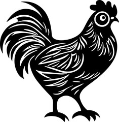 Minimal Chicken Element – Clean Black Line Art Symbol