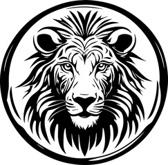 Lion Head Silhouette Vector – Black Icon and Logo Design