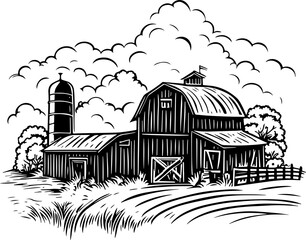 Vintage village farm house or silo barn storage logotype design
