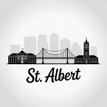&lrm;St. Albert Alberta Skyline Silhouette &mdash; Scenic Canadian Suburb North of Edmonton Vector Illustration