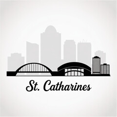 Fototapeta premium ‎St. Catharines Ontario Skyline Silhouette — Niagara Region City in Canada Vector Illustration
