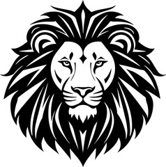 Lion Head Silhouette Vector – Black Icon and Logo Design