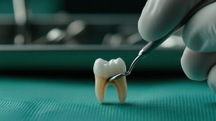 Detail of Dental Tooth Model with Tool for Oral Healthcare Education