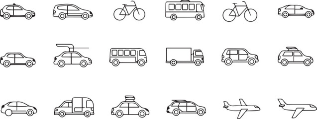 Collection of hand drawn doodle style transportation vehicles for travel and commute concepts © MdRiaj
