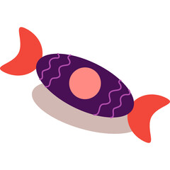 Purple Halloween Candy With Orange Wrappers And Pink Circle In Center Isolated On Transparent Background