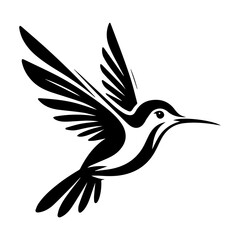 Obraz premium Elegant Hummingbird in Flight: A Black and White Illustration.