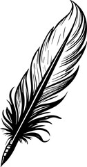 Obraz premium Elegant Feather Silhouette Simple Black Vector Illustration for Logo and Branding