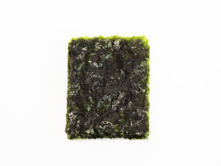 crispy nori seaweed, dry seaweed isolated on white, transparent background.