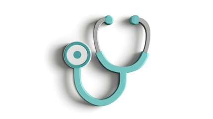 Stylized medical listening device icon casts a soft shadow on a clean white background