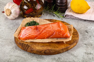 Piece of cut salmon fillet