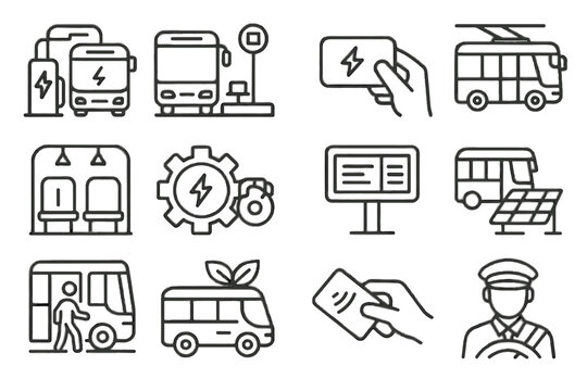 Timetable bus overhead motor icon icons driver vector solar stop electric cables