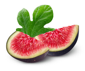 Two pig fruit pieces isolated on white background