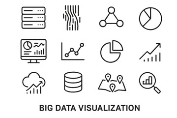 Database arrow data vector dashboard icon pie chart big map trend