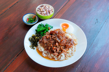 Boiled pork leg with stewed soup