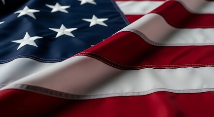 American flag waving with vibrant colors and patriotic symbolism for national pride and freedom