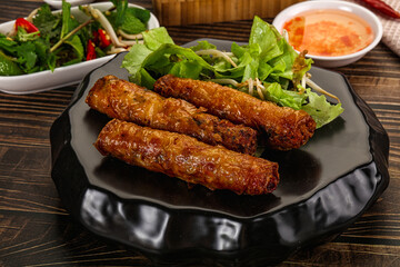 Fried Vietnamese spring roll with special sauce