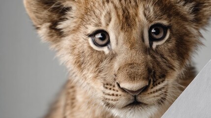 Close up lion cub portrait